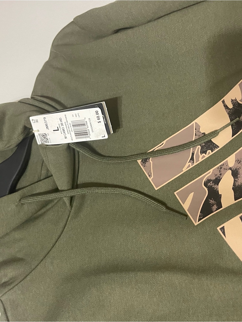 adidas Olive Green Hoodie with Tan Graphic
